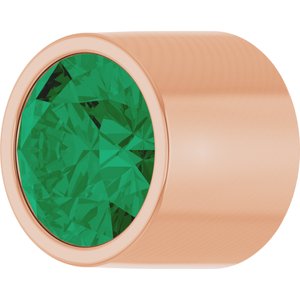 14K Rose Gold 2 mm Round Lab-Grown Emerald Bezel Setting