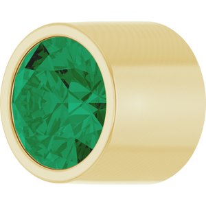 14K Yellow Gold 2 mm Round Lab-Grown Emerald Bezel Setting