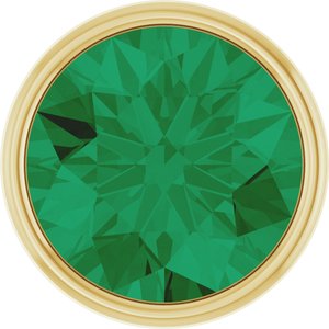 14K Yellow Gold 2.5 mm Round Lab-Grown Emerald Bezel Setting