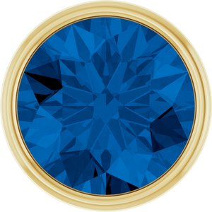 14K Yellow Gold 2.5 mm Round Lab-Grown Blue Sapphire Bezel Setting