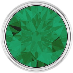 14K White Gold 2.5 mm Round Lab-Grown Emerald Bezel Setting