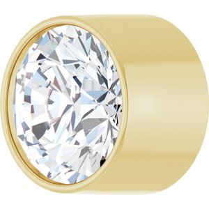 14K Yellow Gold 3.9 mm Round 1/4 CT Natural Diamond Tube Bezel Setting With Bearing