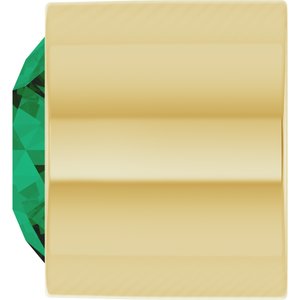 14K Yellow Gold 2 mm Round Lab-Grown Emerald Bezel Setting