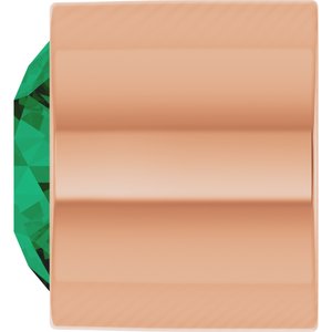 14K Rose Gold 2 mm Round Lab-Grown Emerald Bezel Setting
