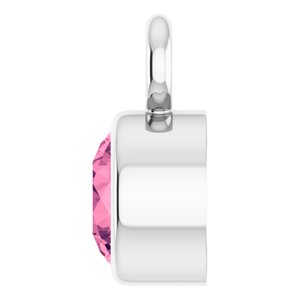 14K White Gold Natural Pink Tourmaline Dangle