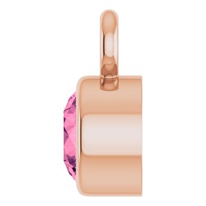 14K Rose Gold Natural Pink Tourmaline Dangle