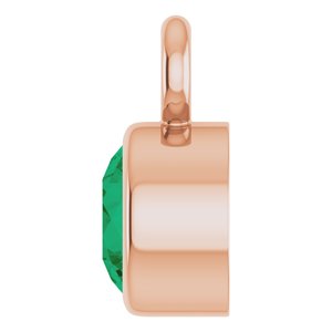 14K Rose Gold Lab-Grown Emerald Dangle