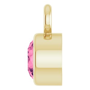 14K Yellow Gold Natural Pink Tourmaline Dangle