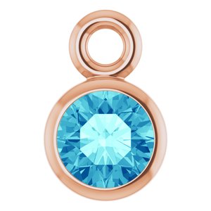 14K Rose Gold Natural Blue Zircon Dangle