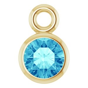14K Yellow Gold Natural Blue Zircon Dangle