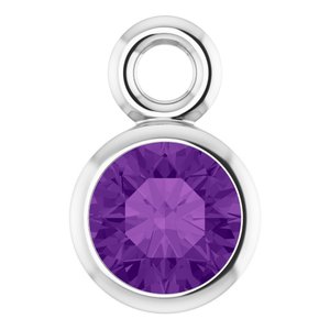 14K White Gold Natural Amethyst Dangle