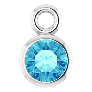14K White Gold Natural Blue Zircon Dangle