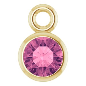 14K Yellow Gold Natural Pink Tourmaline Dangle