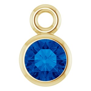 14K Yellow Gold Lab-Grown Blue Sapphire Dangle