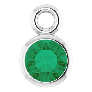 14K White Gold Natural Emerald Dangle