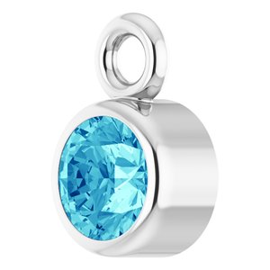 14K White Gold Natural Blue Zircon Dangle
