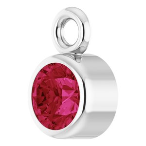 14K White Gold Lab-Grown Ruby Dangle