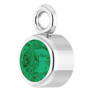 14K White Gold Lab-Grown Emerald Dangle