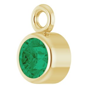 14K Yellow Gold Lab-Grown Emerald Dangle