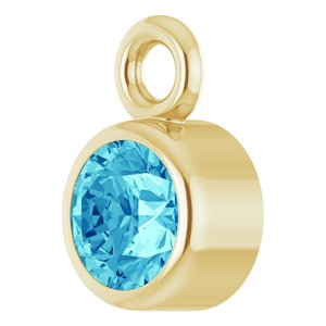 14K Yellow Gold Natural Blue Zircon Dangle