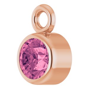 14K Rose Gold Natural Pink Tourmaline Dangle