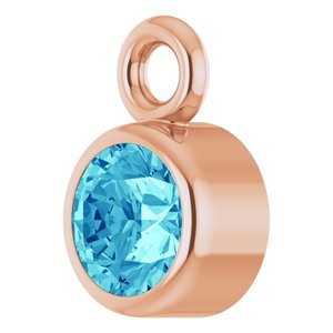 14K Rose Gold Natural Blue Zircon Dangle