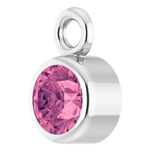 14K White Gold Natural Pink Tourmaline Dangle