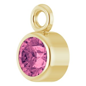 14K Yellow Gold Natural Pink Tourmaline Dangle
