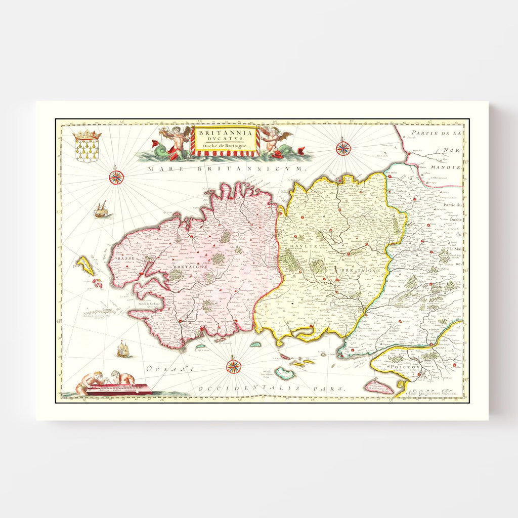 Vintage Map of Bretagne (Brittany), France 1665