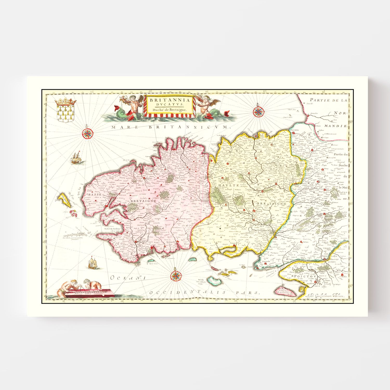 Vintage Map of Bretagne (Brittany), France 1665