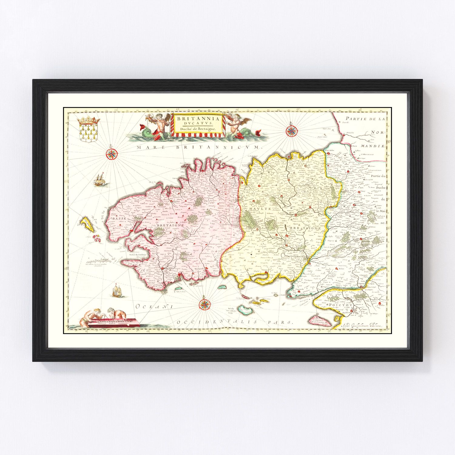 Vintage Map of Bretagne (Brittany), France 1665
