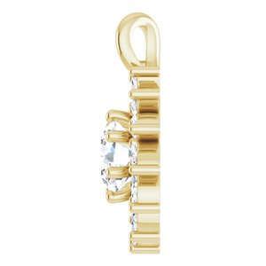 14K Yellow Gold Natural White Sapphire & 1/2 CTW Natural Diamond Halo-Style Pendant