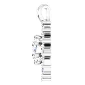 Sterling Silver Natural White Sapphire & 1/2 CTW Natural Diamond Halo-Style Pendant