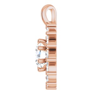 14K Rose Gold Natural White Sapphire & 1/2 CTW Natural Diamond Halo-Style Pendant