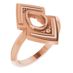 14K Rose Gold Natural Black Onyx Geometric Ring
