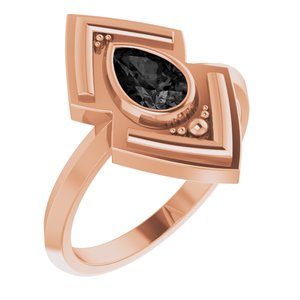 14K Rose Gold Natural Black Onyx Geometric Ring