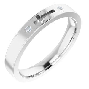 Sterling Silver .03 CTW Natural Diamond Pierced Cross Stackable Ring