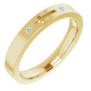 14K Yellow Gold .03 CTW Natural Diamond Pierced Cross Stackable Ring