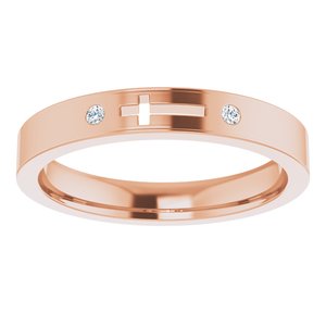 14K Rose Gold .03 CTW Natural Diamond Pierced Cross Stackable Ring