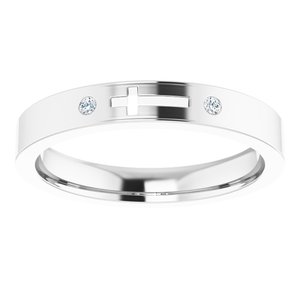 Sterling Silver .03 CTW Natural Diamond Pierced Cross Stackable Ring