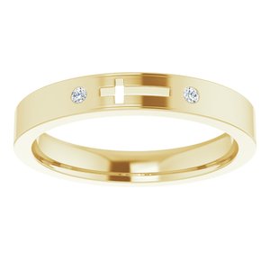 14K Yellow Gold .03 CTW Natural Diamond Pierced Cross Stackable Ring