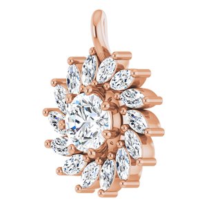 14K Rose Gold Natural White Sapphire & 1/2 CTW Natural Diamond Halo-Style Pendant