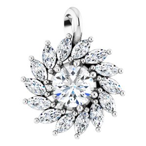 Sterling Silver Natural White Sapphire & 1/2 CTW Natural Diamond Halo-Style Pendant