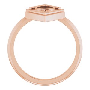 14K Rose Gold Natural Black Onyx Geometric Ring