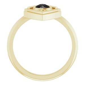 14K Yellow Gold Natural Black Onyx Geometric Ring