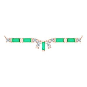14K Rose Gold Natural Emerald & 1/5 CTW Natural Diamond Bar Necklace Center