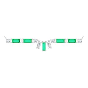 Platinum Natural Emerald & 1/5 CTW Natural Diamond Bar Necklace Center