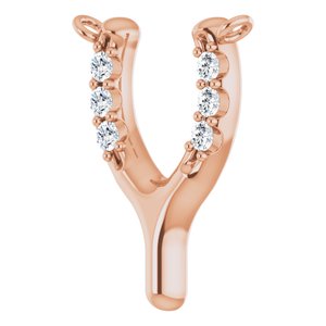 14K Rose Gold .08 CTW Natural Diamond Petite Wishbone Necklace Center