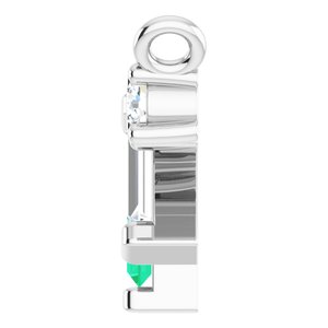 Platinum Natural Emerald & 1/5 CTW Natural Diamond Bar Necklace Center
