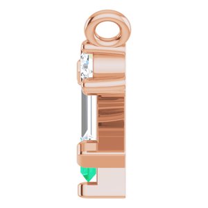 14K Rose Gold Natural Emerald & 1/5 CTW Natural Diamond Bar Necklace Center